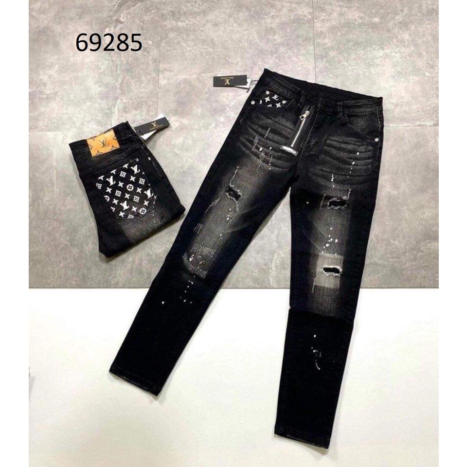 Quần jean nam đen họa tiết cao cấp-chất bò co dãn 4 chiều-from chuẫn thời trang Lady-Hn Store88 TS69285