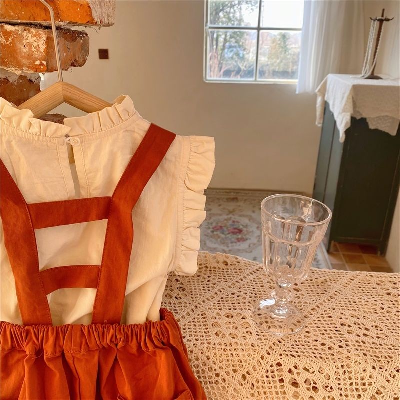 Bộ Trang Phục Hai Mảnh Gồm Áo Tay Ngắn Và Quần Short Bằng Cotton Phong Cách Hàn Quốc Hàng Mới Dành Cho Bé Gái 2022