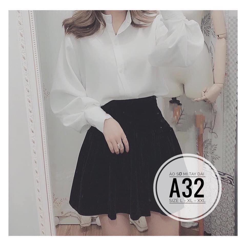 (CÓ ẢNH THẬT) BIGSIZE Áo sơ mi tay dài A32 Màu sắc: Đen - Trắng - Nude - Nâu Chất liệu : đũi