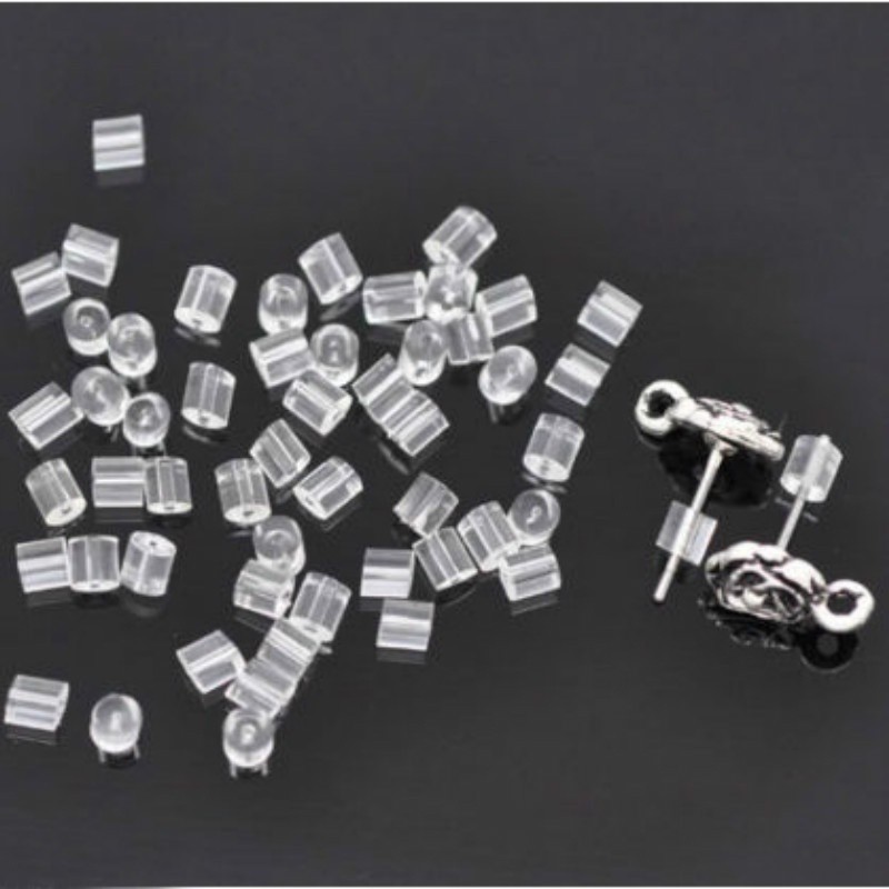 Set 1000 nút chặn Khuyên tai bằng silicon trong suốt 4mm