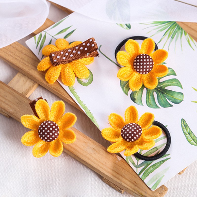 Kẹp, dây tóc hoa hướng dương cho bé, kẹp tóc em bé xinh xắn