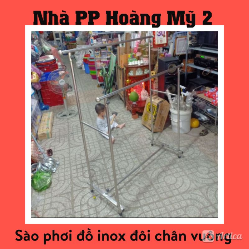 Sào phơi đồ inox - Xào đôi inox 201 chân vuông