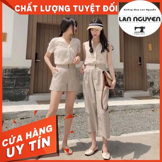 (Up New) Set Đồ Đôi Áo Ren + Quần Caro QC (1 Bộ) - 0871