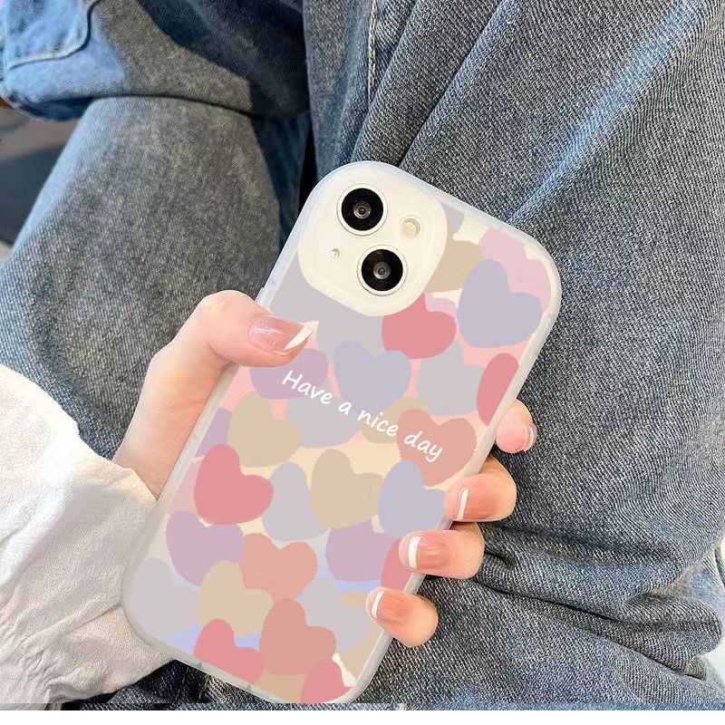 Ốp Điện Thoại Silicon In Hình Gấu Và Trái Tim Nhiều Màu Sắc Cho Iphone 11Pro xs max X XR 7 8plus 13 12