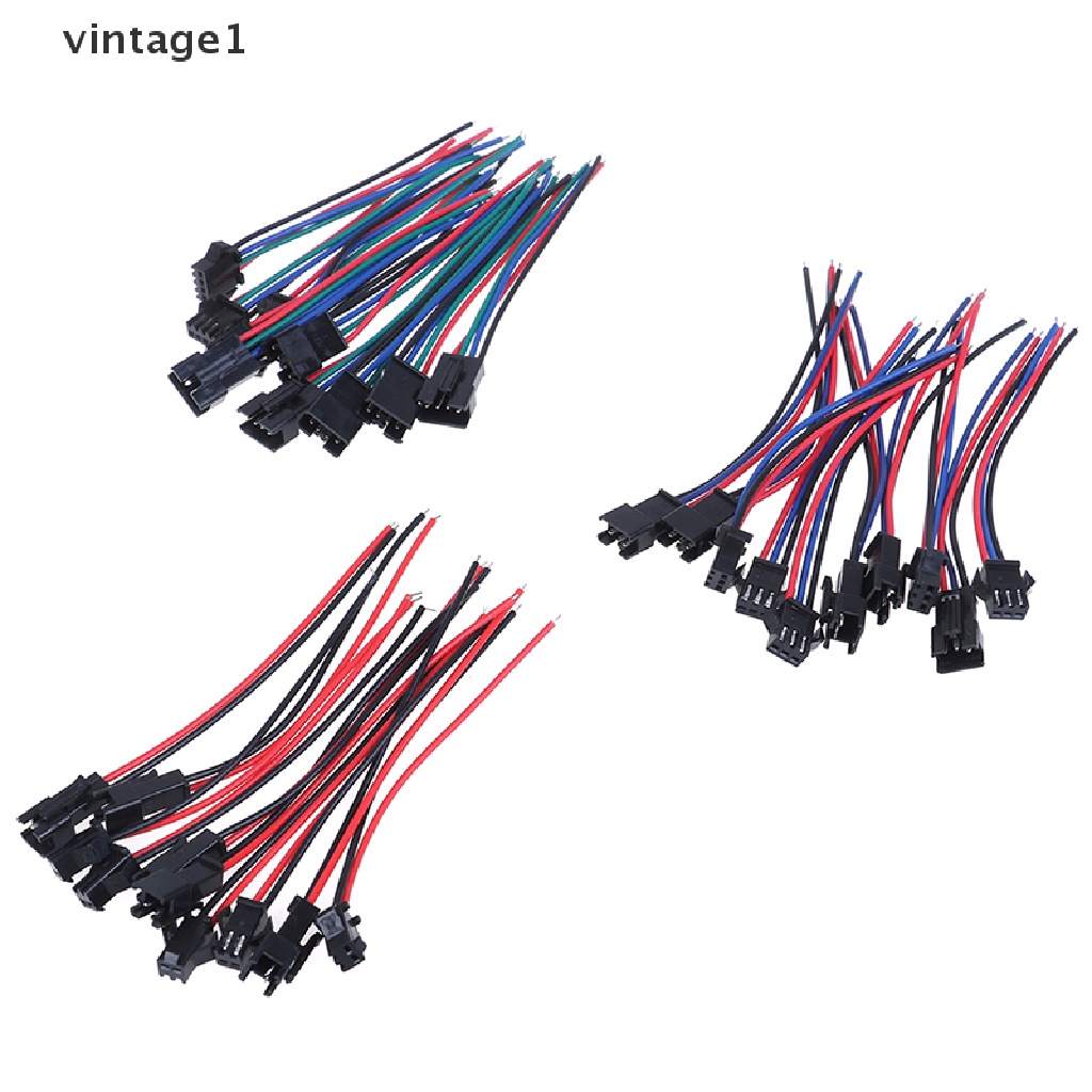 5 Cặp đầu nối dây đèn LED SM 20cm đầu cắm và lỗ cắm 2/3/4 chấu