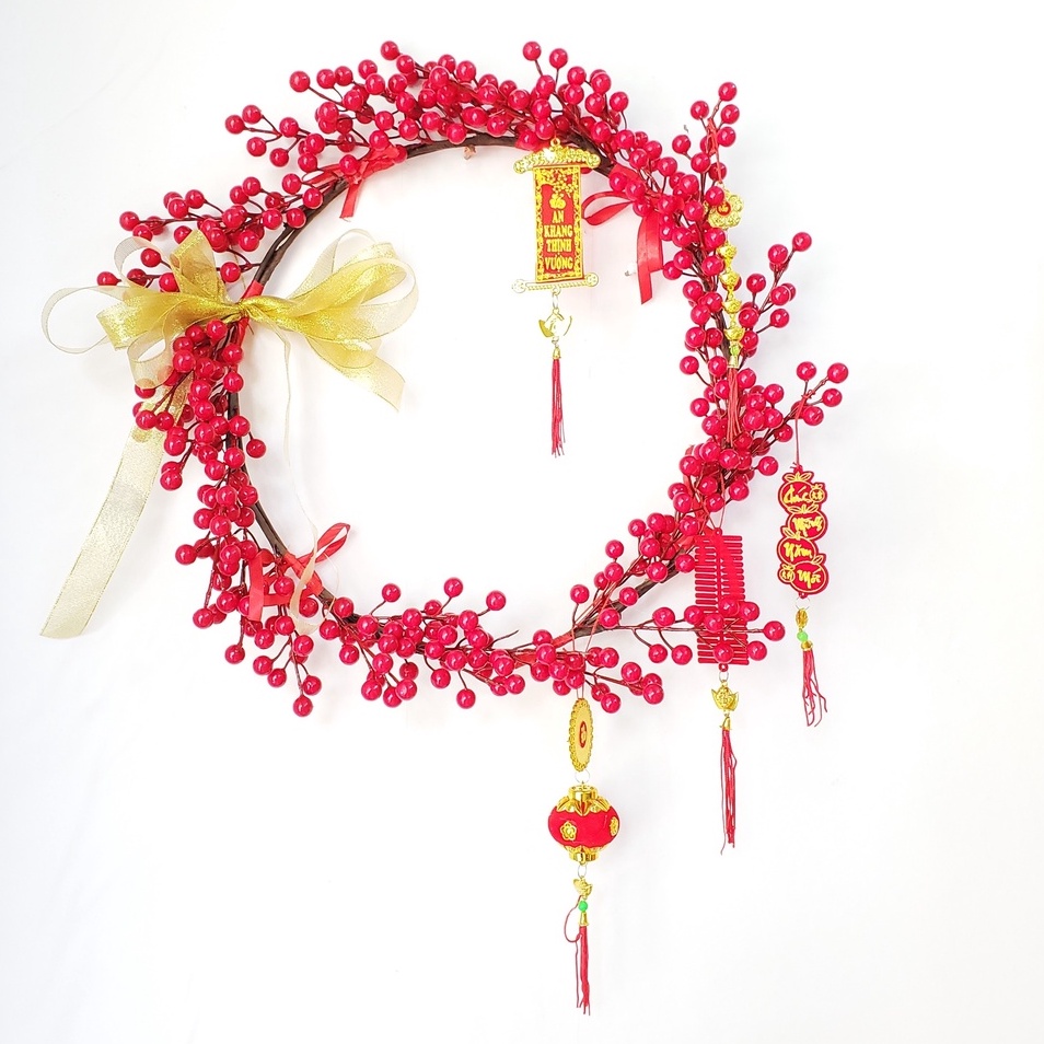 Vòng hoa đào đông trang trí tết H11