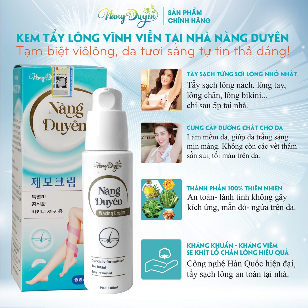 Kem Tẩy Lông Vùng Kín Nàng Duyên Chính Hãng, 100% Thiên Nhiên An Toàn- Cấp Ẩm, Tặng 1 Serum Triệt Lông Vĩnh Viễn