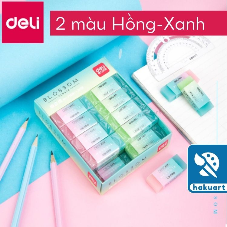 Gôm Tẩy Deli Bằng Cao Su Mềm Dẻo Nhiều Màu Sắc - Văn phòng phẩm Haku