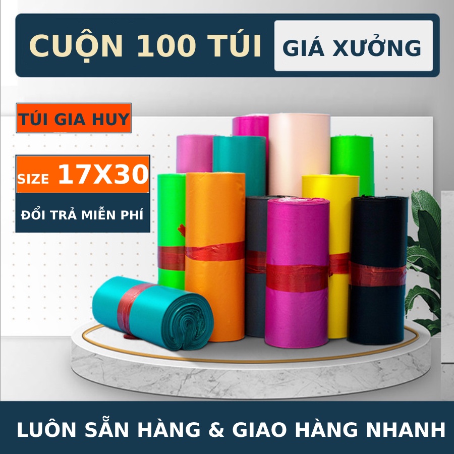 Túi gói hàng túi niêm phong GiaHuy size 17x30 Cuộn 100 túi