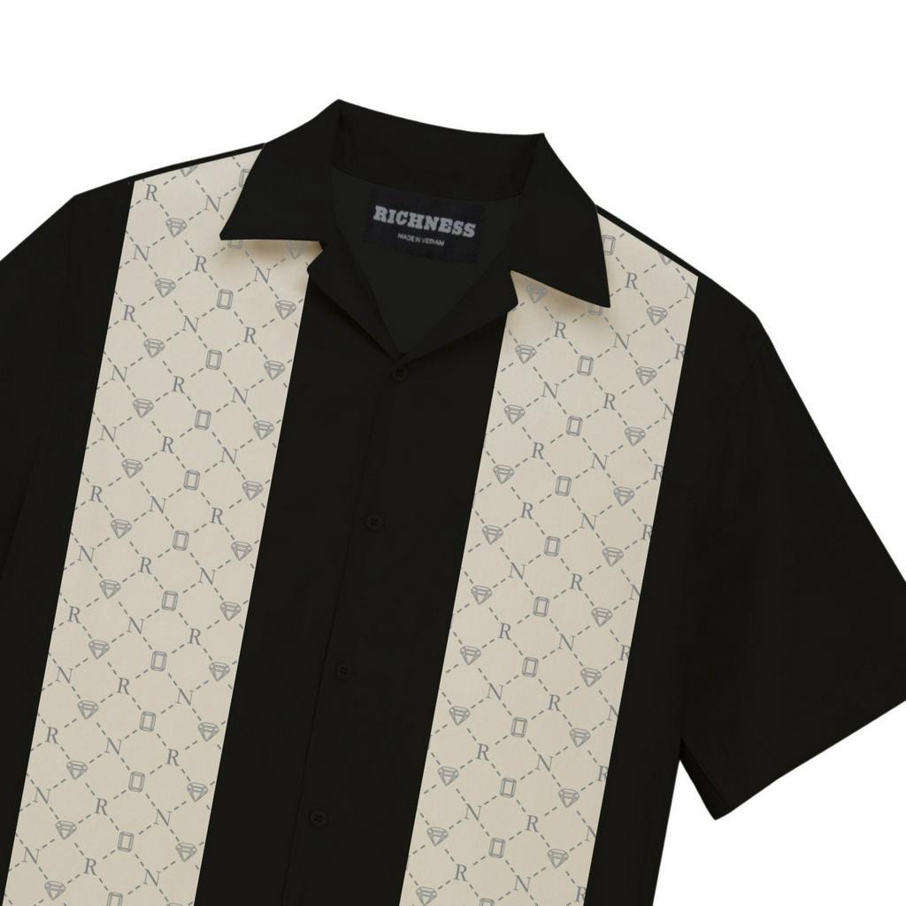 Áo Sơ Mi RICHNESS BOWLING SHIRT Unisex - Màu Đen Phối