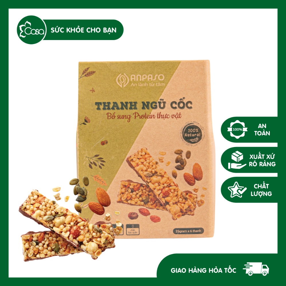 [CHÍNH HÃNG] THANH NGŨ CỐC GẠO LỨT ANPASO - Bổ sung protein thực vật | Chay Casa