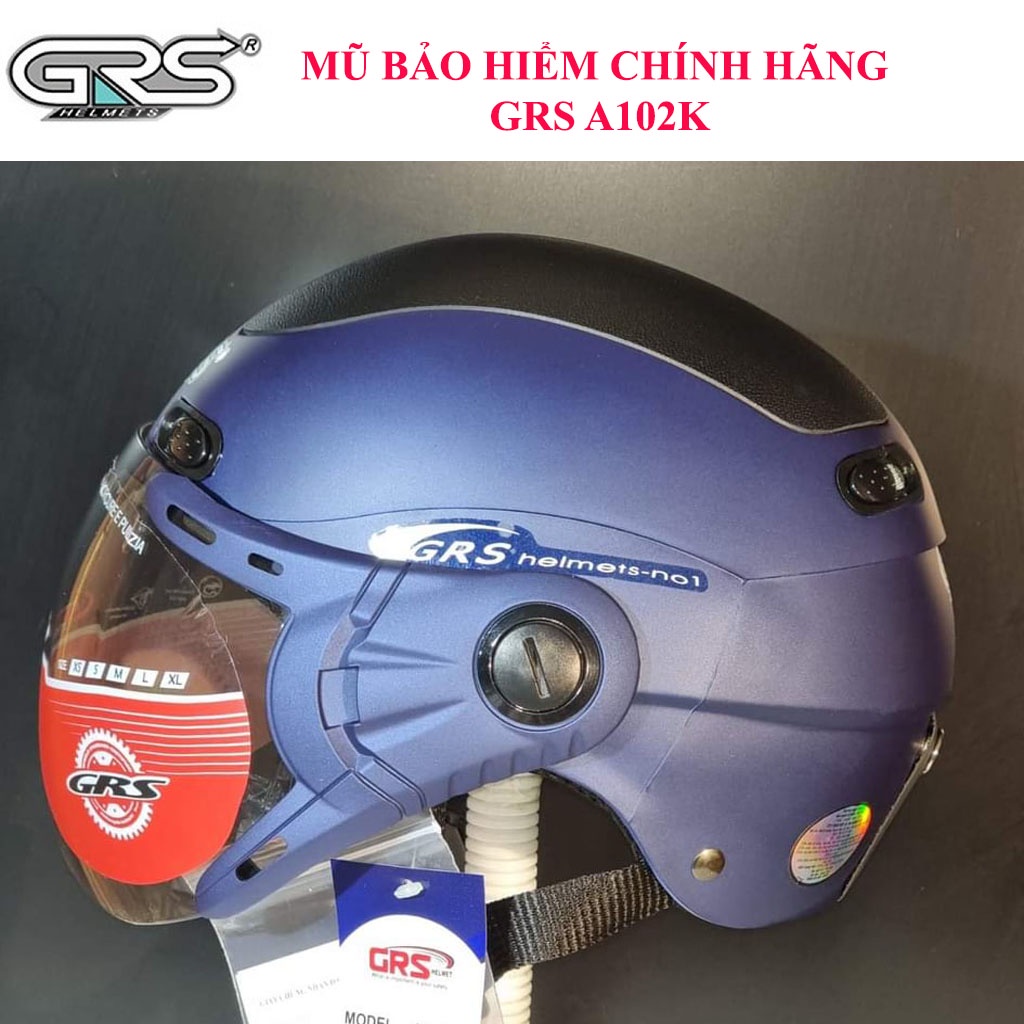 ♥️ Shop Uy Tín ♥️ Mũ bảo hiểm nửa đầu có kính grs A102 kính, hàng chính hãng đạt chuẩn có mã quét