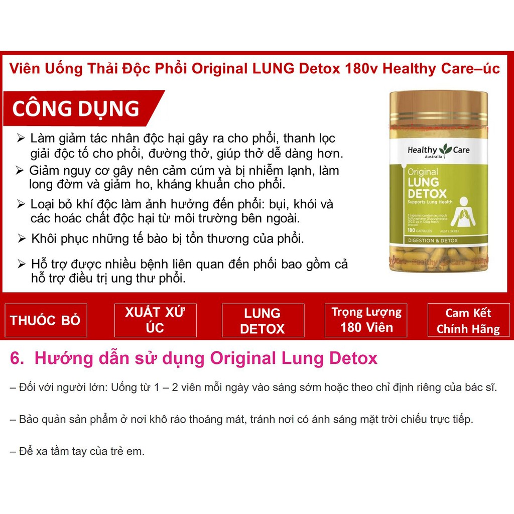 Viên uống thải độc phổi Lung detox healthy care