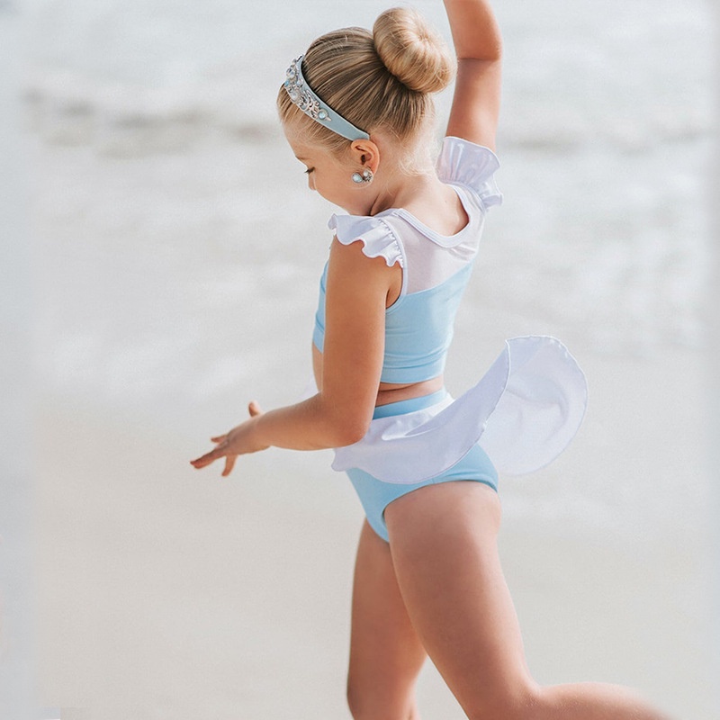 Bộ Đồ Bơi Hai Mảnh Họa Tiết Công Chúa Rapunzel Dễ Thương Cho Bé Gái