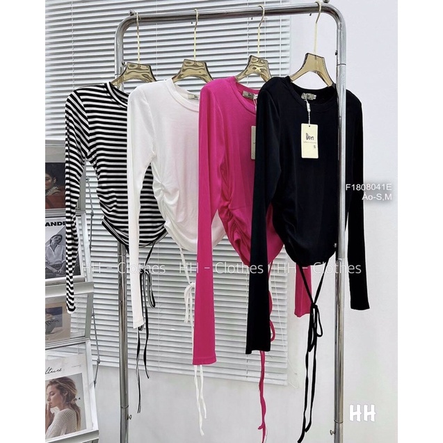 Áo thun croptop dài tay cột dây eo kiểu đệm vai TT1808