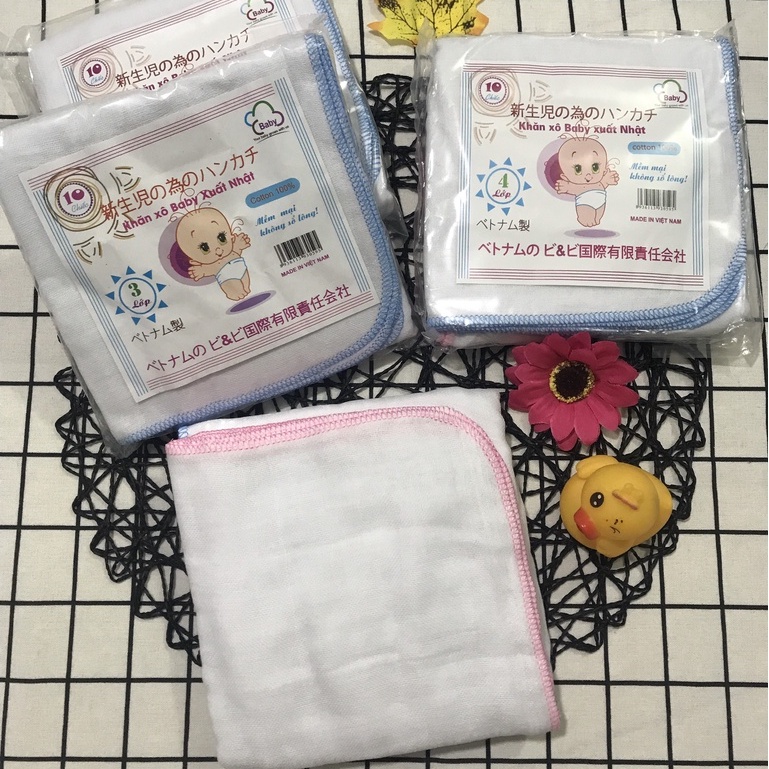 Khăn xô sữa 3 lớp,4 lớp cho bé(gói 10 khăn)