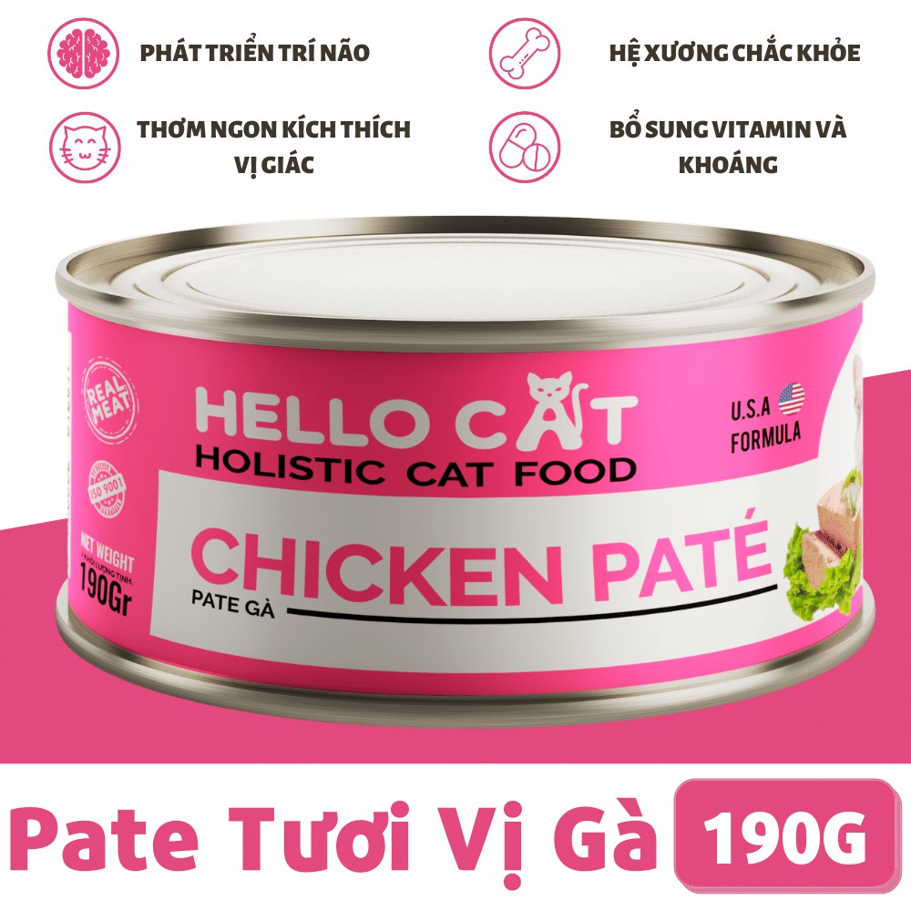 Pate Cho Mèo Tất Cả Các Giống Vị Gà - Hello Cat Chicken Pate 190G