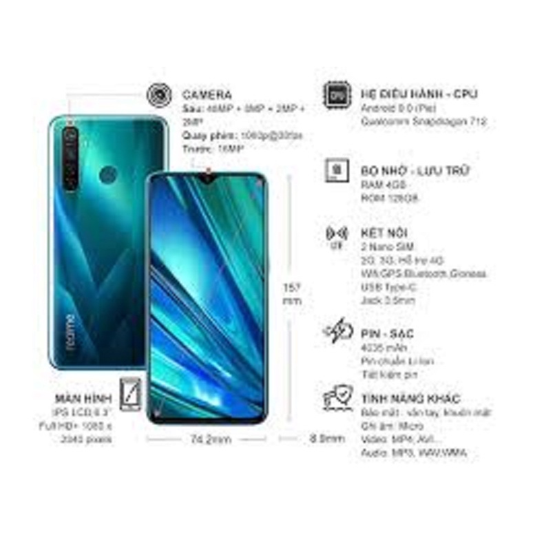 điện thoại Realme 5 Pro 2sim Chính Hãng ram 8G/256G, Màn: IPS LCD, 6.3&quot;, Full HD+, CPU: Snapdragon 712 8 nhân BCC 01