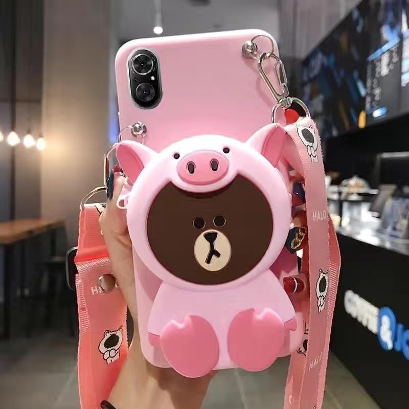 Ốp Điện Thoại Trang Trí Búp Bê Hoạt Hình 3D Kèm Ví Nhỏ Cho OPPO A16 A16K A16E A15 A57 2022 A77 2020