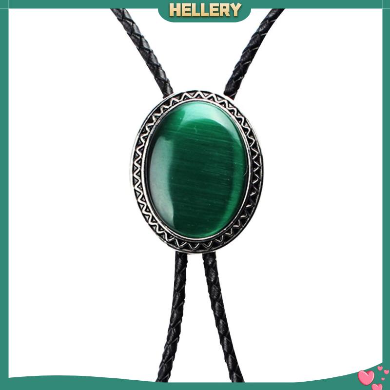 Cà Vạt Da Đính Đá Opal Màu Xanh Đen Tự Nhiên