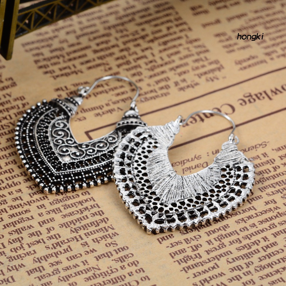 Hoa Tai Dáng Dài Mặt Hình Trái Tim Phong Cách Vintage