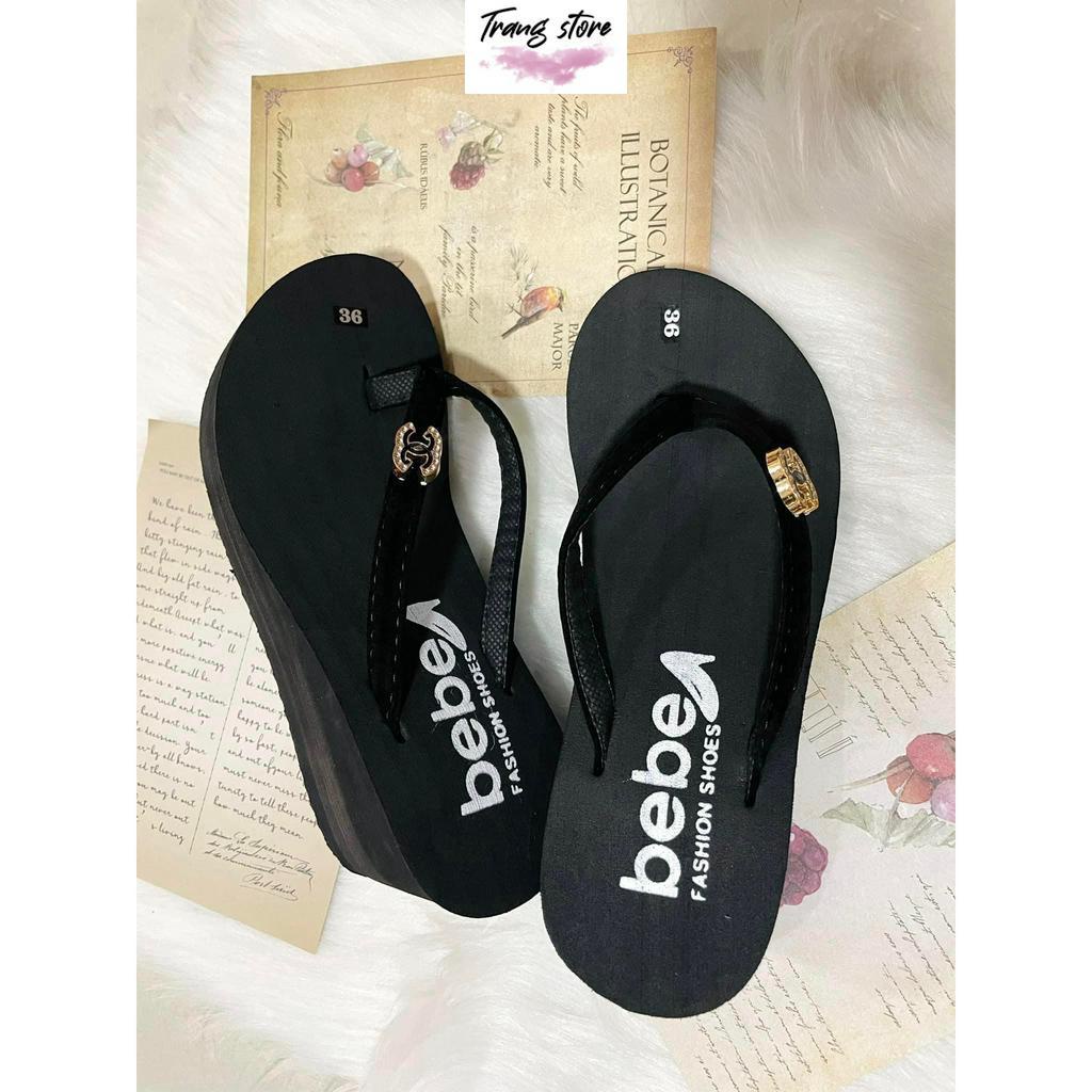 Dép lê xốp kẹp nữ 7cm đế dày cao gót quai xỏ(siêu rẻ)