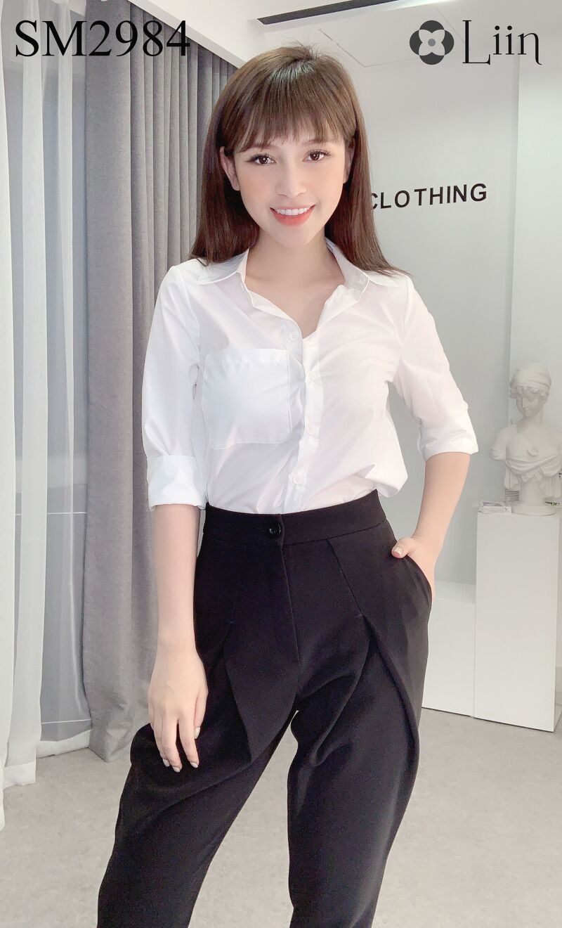 Áo Sơ Mi Trắng Basic form công sở thời trang, thanh lịch Liin Clothing SM2984