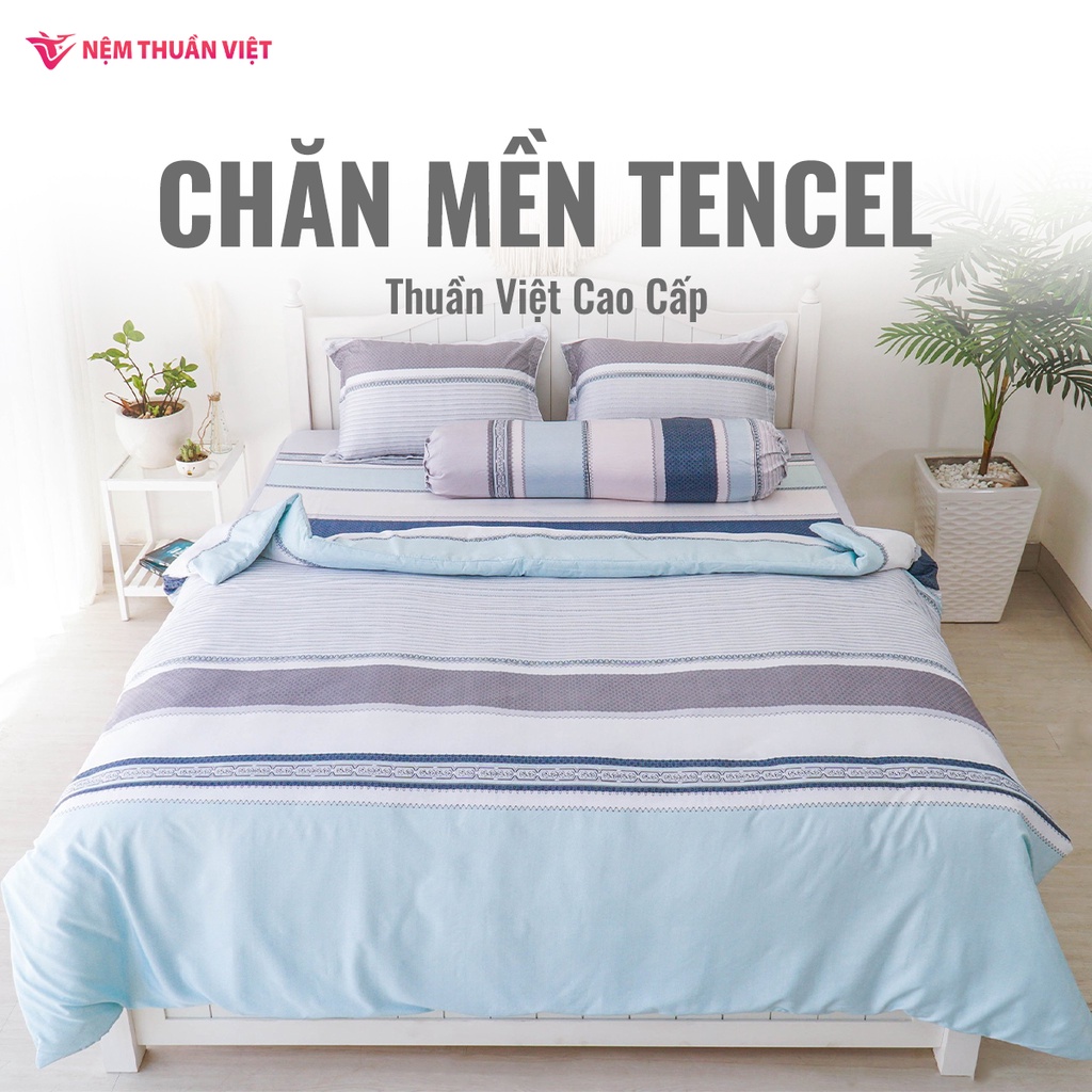 Mền Tencel Thuần Việt Cao Cấp - Xanh Sọc TVM07 - Kích Thước 180x200