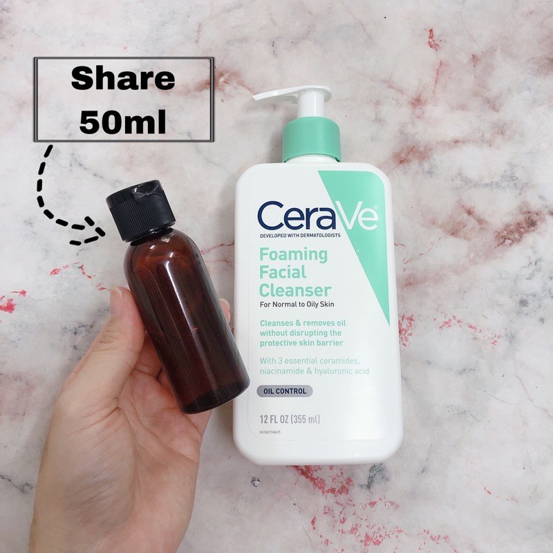 [ 50ml ] Sữa rửa mặt CeraVe Foaming Facial Cleanser dành cho da thường và da dầu