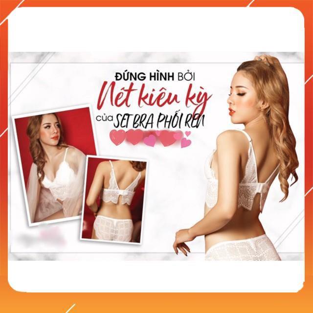 Set bộ đồ lót nữ bra phối ren áo có gọng, mút mỏng dành cho các nàng có V1 trung bình lớn, quần cạp thấp, Mã B29753