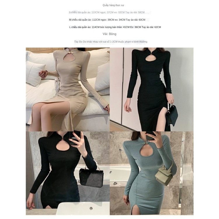 Đầm Sườn Xám Cách Tân Xẻ Tà Phong Cách Retro Quyến Rũ Cho Nữ