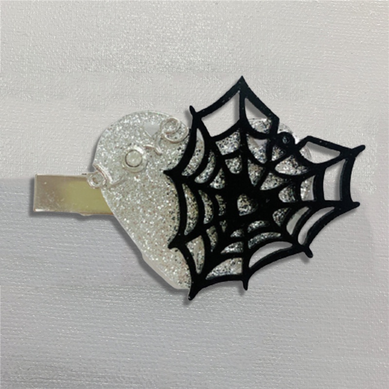 Kẹp Tóc Mạng Nhện Hình Trái Tim Halloween