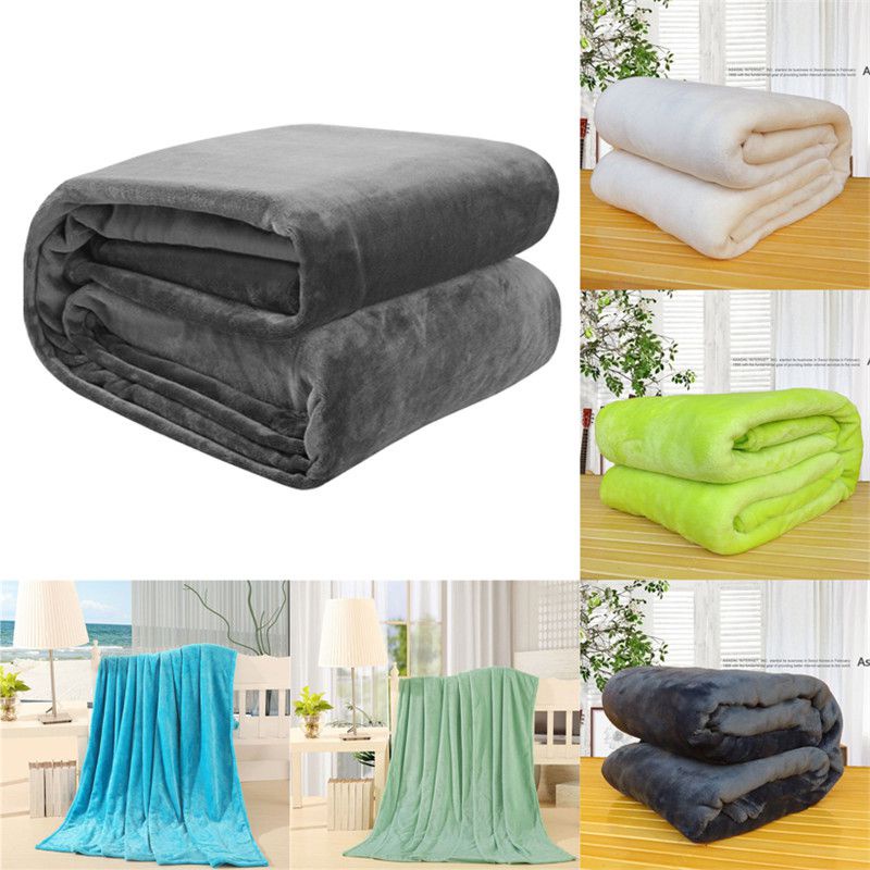 Chăn Flannel Mềm Mại Dày Dặn Ấm Áp Màu Trơn Dùng Cho Sofa / Phòng Ngủ