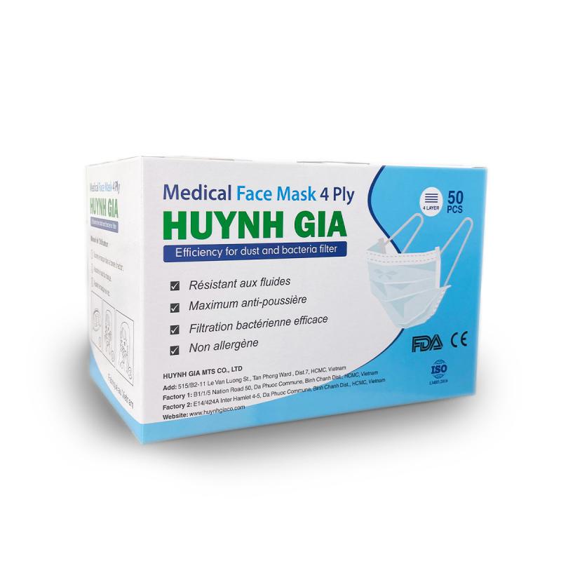 3 hộp khẩu trang y tế Huỳnh Gia tiêu chuẩn TCVN 8389:2010 - 4 lớp kháng khuẩn kháng bụi mịn