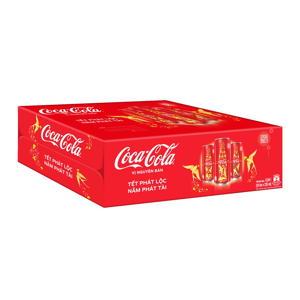 Thùng 24 lon Coca nguyên vị mẫu Tết loại mini 235ml