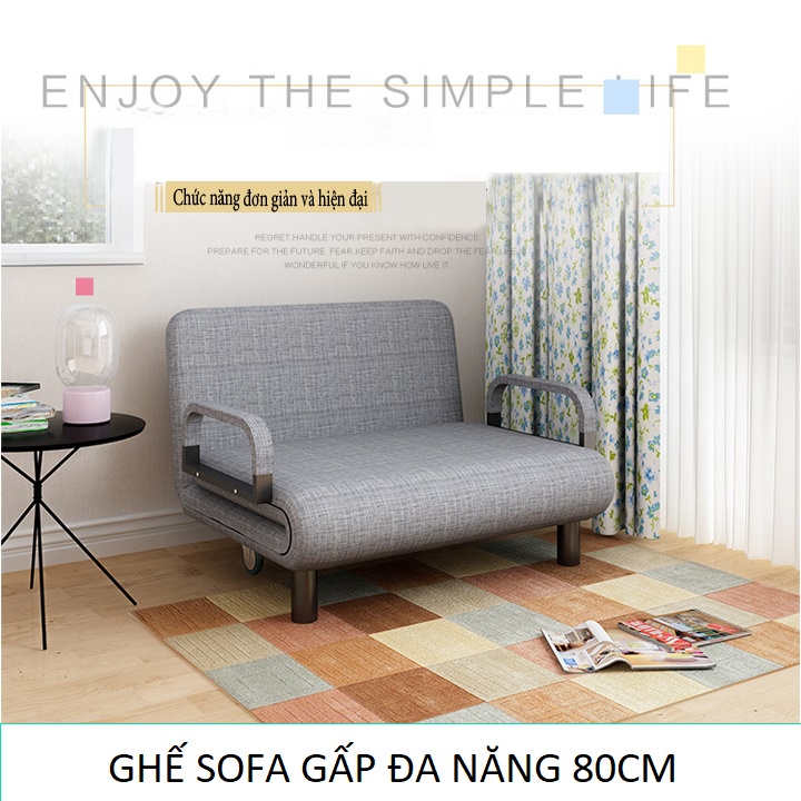 Sofa giường gấp gọn 80 cm, ghế sofa đa năng có bánh xe, giường ngủ thông minh