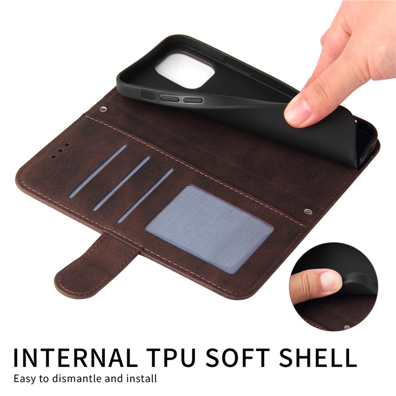 Ốp điện thoại da mềm kiểu ví lật có dây đeo cho VIVO Y73 Y72 Y53S Y52 Y33 Y21S Y20 Y12S V21 Premium