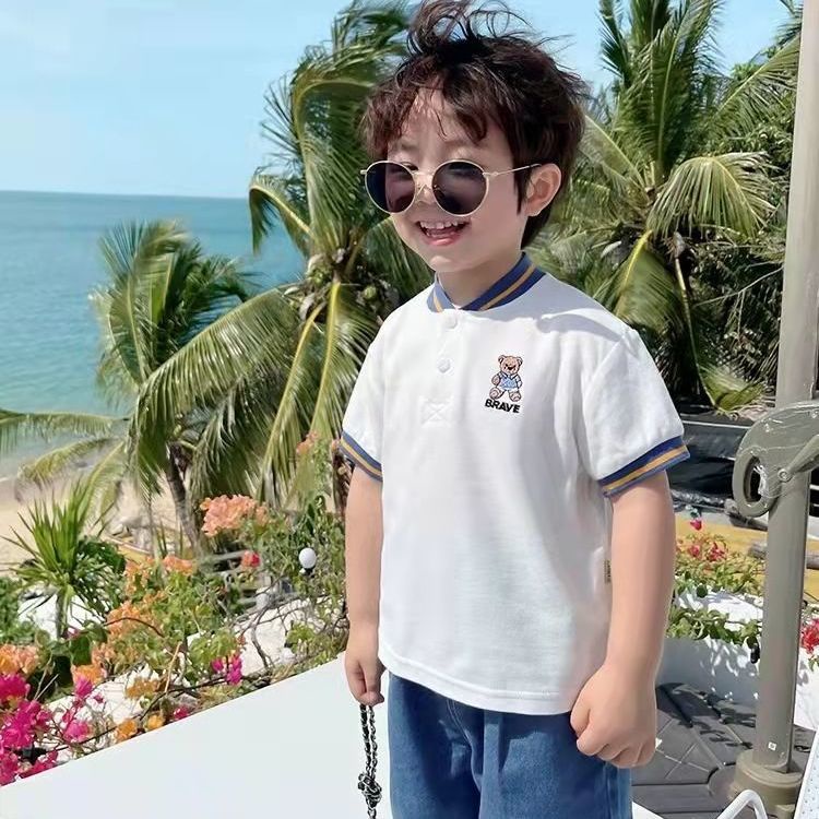 [Babycat] Áo Thun polo Tay Ngắn Phong Cách Phương Tây Hàn Quốc Kiểu Mỏng Thời Trang Mùa Hè Dành Cho Bé Trai 2022