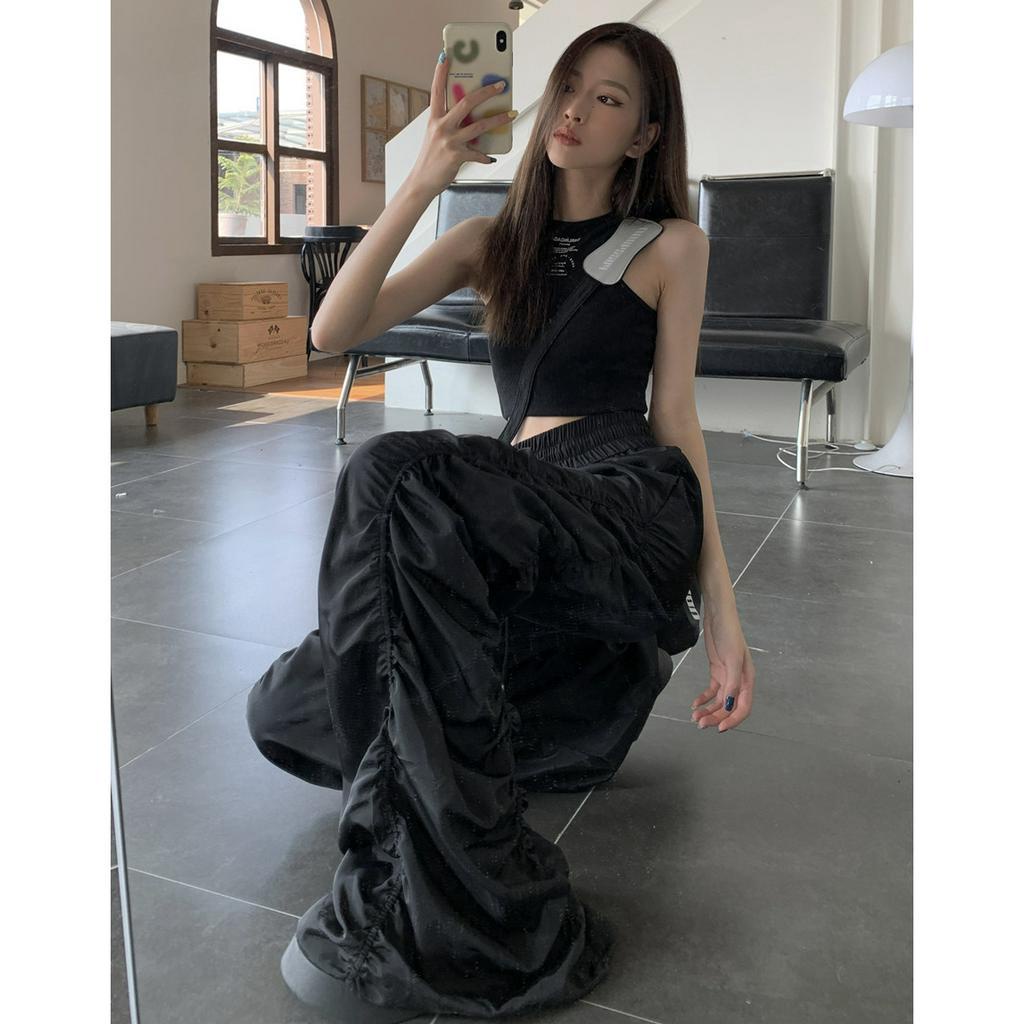 Quần Dài Lưng Cao Dáng Rộng Xếp Ly Thời Trang Xuân Thu Cho Nam Và Nữ