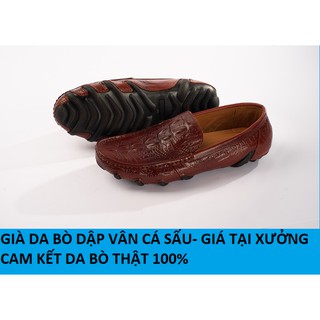 Giày Da Nam, Giày Da Bò Thật Dập Vân Cá Sấu