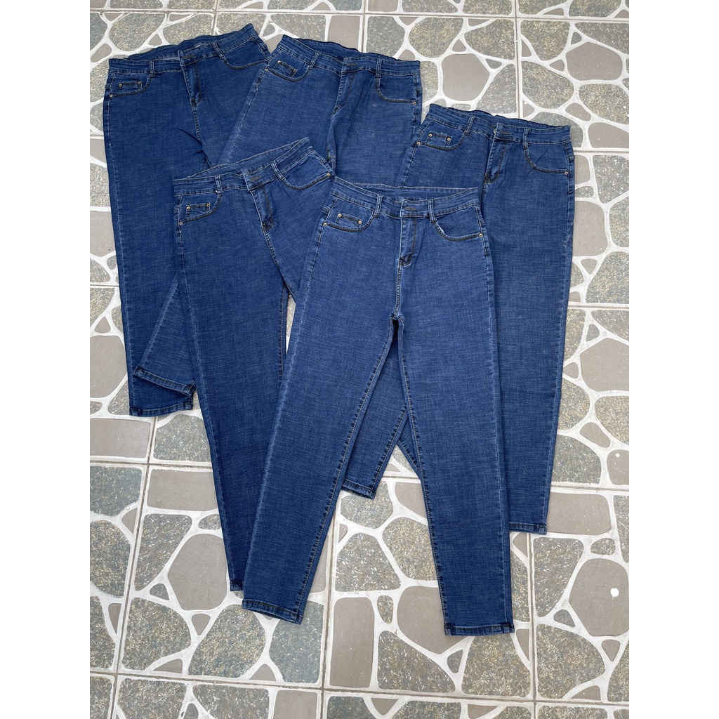 Quần jean dài lưng cao BIGSIZE Lưng cao trơn truyền thống, co dãn mạnh rẻ đẹp dành cho người béo 4194 Moliruan