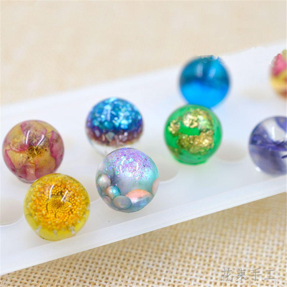 MUVAKO Khuôn Tròn Làm Hạt Cườm Thủ Công Bằng Silicone|Khuôn Nhựa Làm Trang Sức