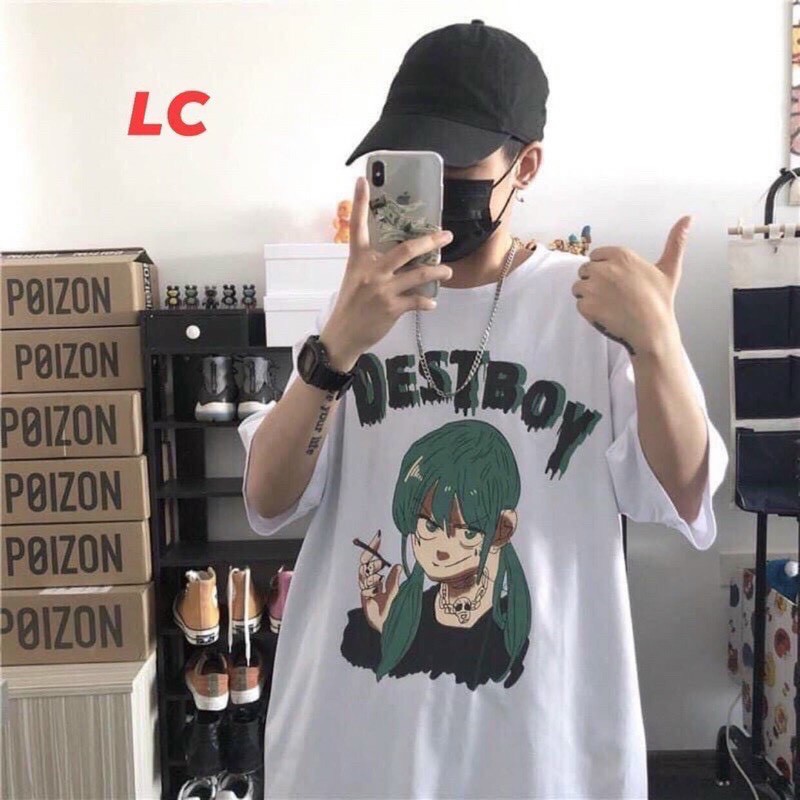 Áo thun in tay lỡ form rộng dáng Unisex - Ulzzang mặc cặp, nhóm, lớp hình DESTBOY