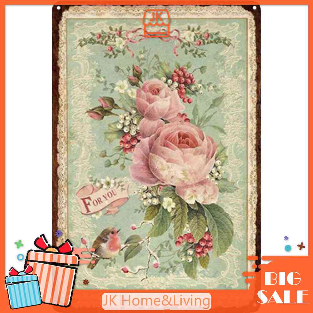 20 * 30CM✿Bảng Kim Loại Thiếc In Hoa Treo Tường Trang Trí Quán Bar