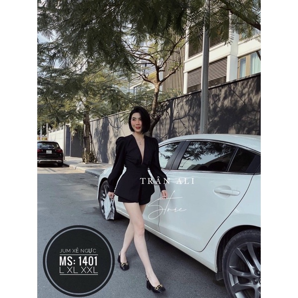 JUM ÁO DẠNG PEPLUM SANG TRỌNG CỔ V LIỀN QUẦN