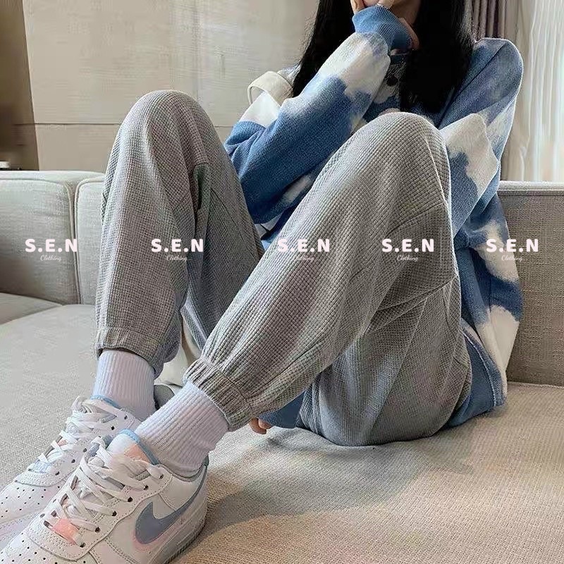 Quần ống rông bo gấu phong cách hàn quốc chất tổ ong dày