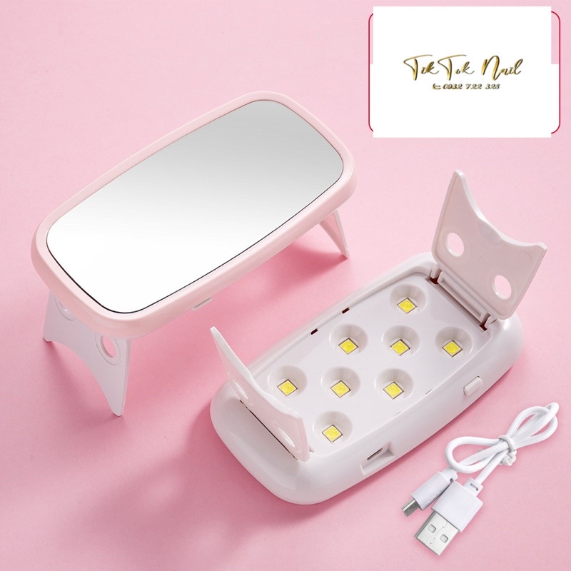 máy hơ mini soi gương 8 bóng đèn