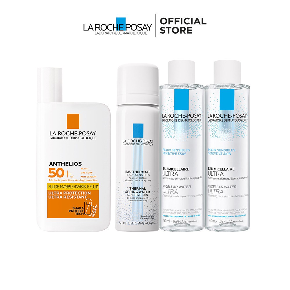 Bộ sản phẩm chống nắng & làm sạch La Roche-Posay Anthelios Invisible Fluid SPF 50+
