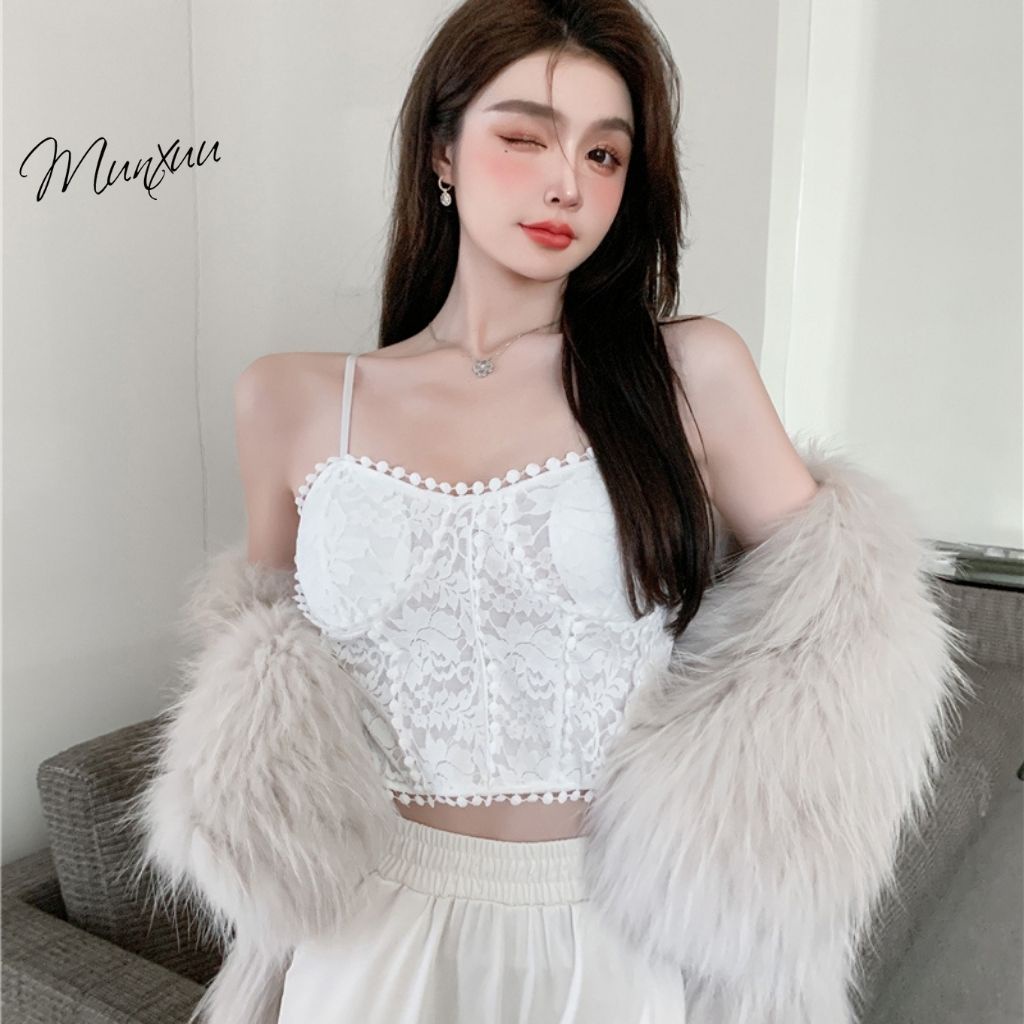 Áo bra 2 dây Munxuu phối ren phong cách Hàn Quốc - BR16