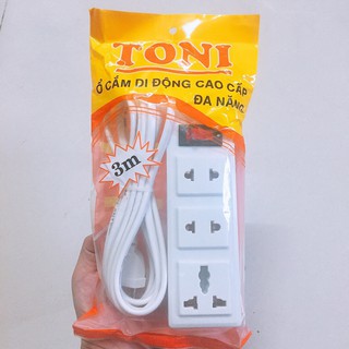 Ổ Cắm Điện TONI 3M, 1 công tắc, 3 lỗ cắm, nhỏ gọn, dễ di chuyển